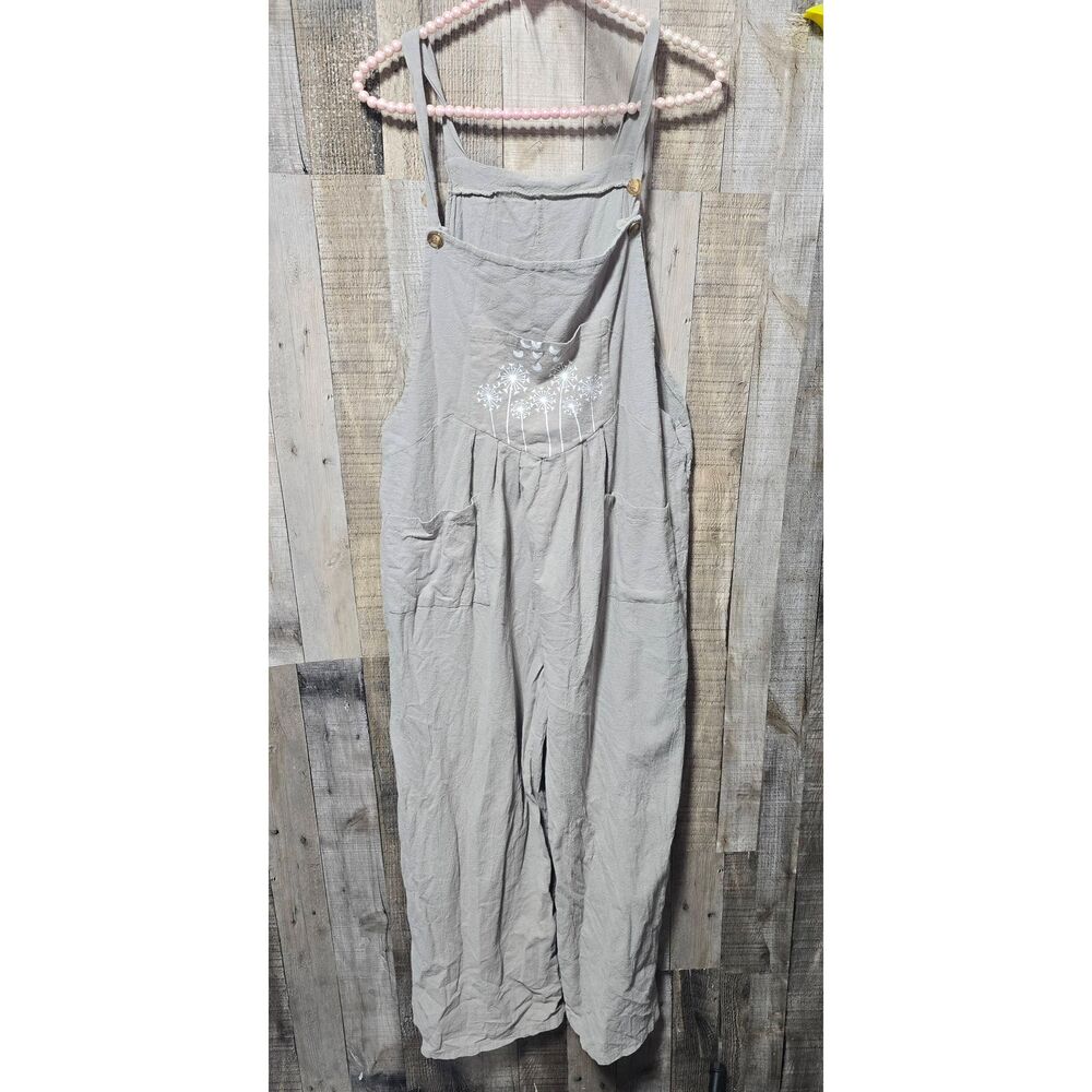 Grey Wide Leg Baggy Fit Overall Jumper Jumpsuit XXL Summer Indie Hippie Boho - Picture 2 of 7